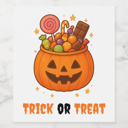 Kürbiseimer voll süß - Halloween-Label-Set Weinetikett (Einzelnes Label)