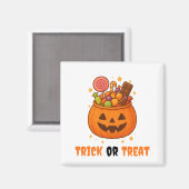 Kürbiseimer voll süß - Halloween Magnet (Vorderseite/Rückseite)
