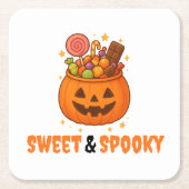 Kürbiseimer voll süß - Halloween Rechteckiger Pappuntersetzer (Vorderseite)