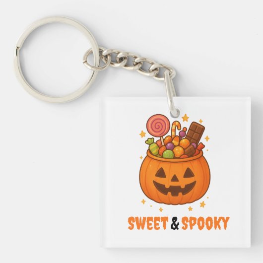 Kürbiseimer voll süß - Halloween Schlüsselanhänger (Vorderseite)