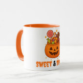 Kürbiseimer voll süß - Halloween Tasse (Vorderseite Links)