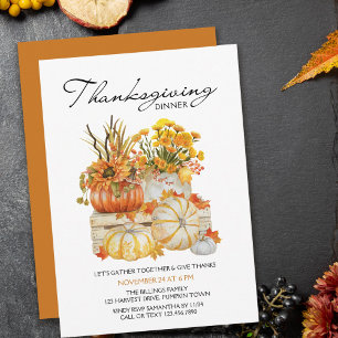Kürbisernte Herbstblumen Thanksgiving-Dinner Einladung