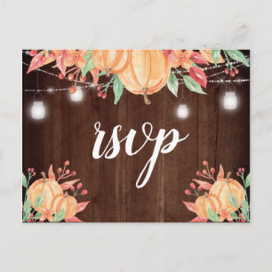 Kürbisernte Herbstlichter Hochzeit RSVP Postkarte