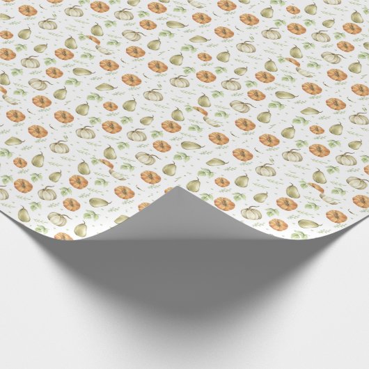 Kürbisernte und Herbstblätter Geschenkpapier (Ecke)