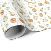 Kürbisernte und Herbstblätter Geschenkpapier (Rolleneckpunkt)