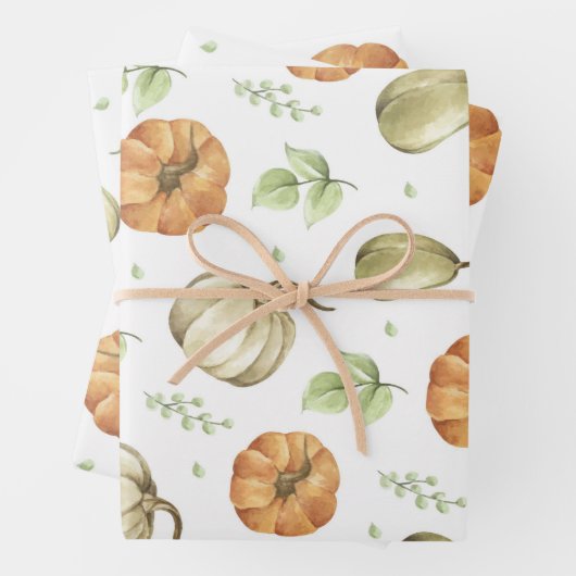 Kürbisernte und Herbstblätter Geschenkpapier Set (Beispiel)