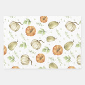 Kürbisernte und Herbstblätter Geschenkpapier Set (Vorderseite)