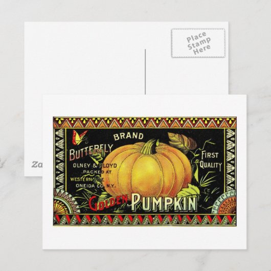 Kürbisetikett Postkarte (Vorne/Hinten)
