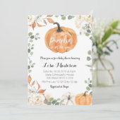 Kürbiseukalyptus geschlechtsneutrale Babydusche Fa Einladung (Stehend Vorderseite)