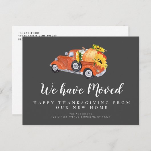 Kürbisfahrerurlaub graue Ankündigung Postkarte (Vorne/Hinten)
