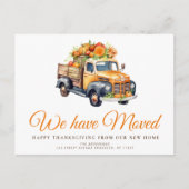 Kürbisfahrzeug-Herbstankündigung Postkarte (Vorderseite)