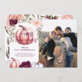 Kürbisfall lila Erntedank Foto Einladung (Vorne/Hinten)