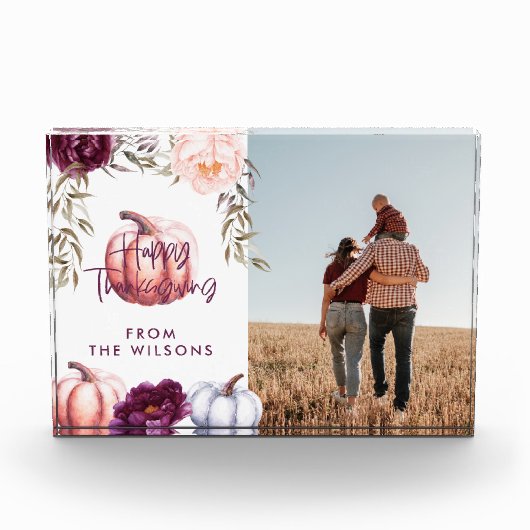 Kürbisfall lila Erntedank Fotoblock (Vorderseite)