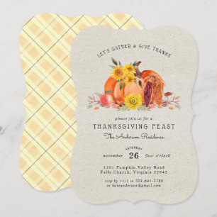 Kürbisfeld Ernte   Thanksgiving-Dinnerparty Einladung