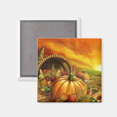 Kürbisfeld Erntedank Magnet (Vorderseite/Rückseite)