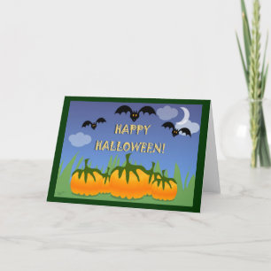 Kürbisfeld Fledermäuse Halloween-Karte Karte