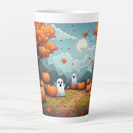 Kürbisfeld Halloween-Waldszene 🎃 Milchtasse (Vorderseite)