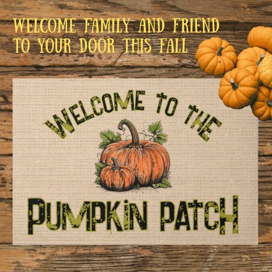 Kürbisfeld Herbst Halloween Faux Jute Fußmatte