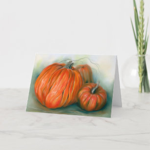 Kürbisfeld Herbst-Trio Pastell-Kunst Thanksgiving Karte