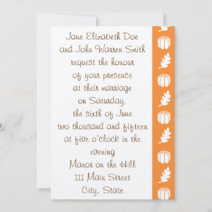 Kürbisfeld in Orange Hochzeitseinladung Einladung