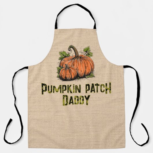 Kürbisfeld-Kind Halloween-Faux-Jute Schürze (Vorderseite)
