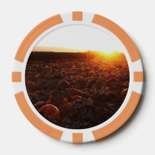Kürbisfeld Sonnenuntergang B Pokerchips