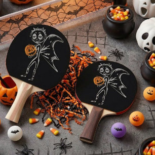 Kürbisfen haben Spaß an Halloween Tischtennis Schläger