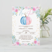 Kürbisfloral Gender-Offenbarung Einladung (Stehend Vorderseite)