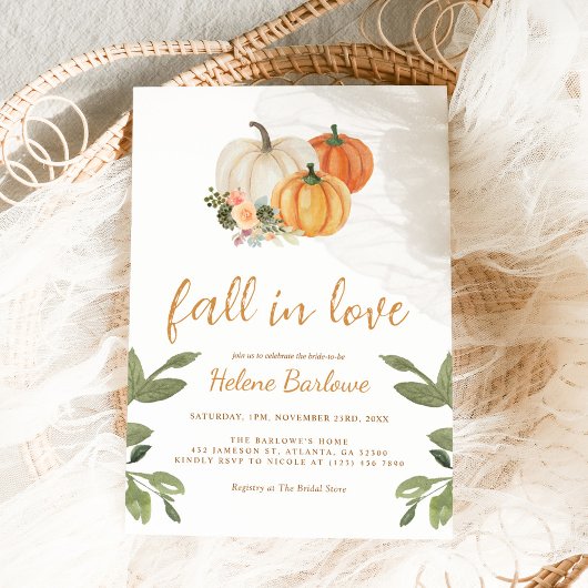 Kürbisfloralfall in Liebe Brautparty Einladung