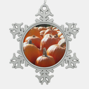 Kürbisfoto für Herbst, Halloween oder Erntedankfes Schneeflocken Zinn-Ornament