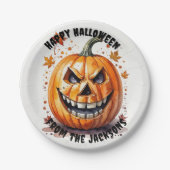 Kürbisfröhliches Halloween-Party Pappteller (Vorderseite)