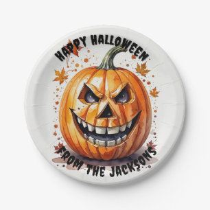 Kürbisfröhliches Halloween-Party Pappteller