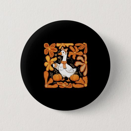 Kürbisgans Herbstsaison Halloween Dankfest Button (Vorderseite)
