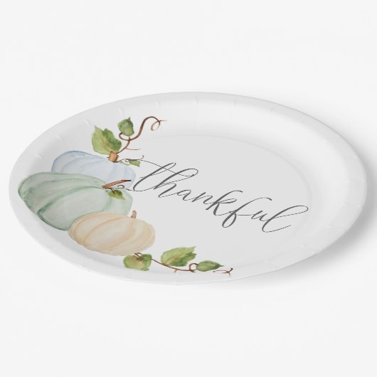 Kürbisgedankenplatte Pappteller (Schrägansicht)