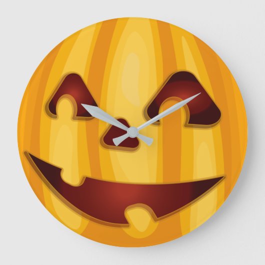 Kürbisgemälde, die Halloween-Design lächeln Große Wanduhr (Vorderseite)