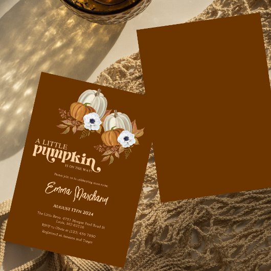 Kürbisgeschlecht enthüllt Blume Babydusche Einladung