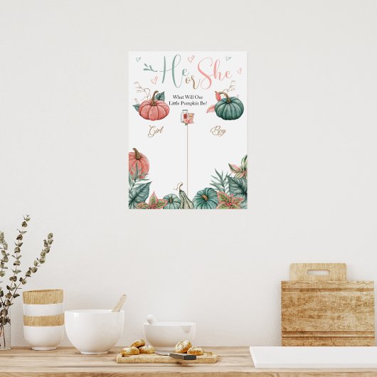 Kürbisgeschlecht offenbart Stimmzeichen Poster (Küche)