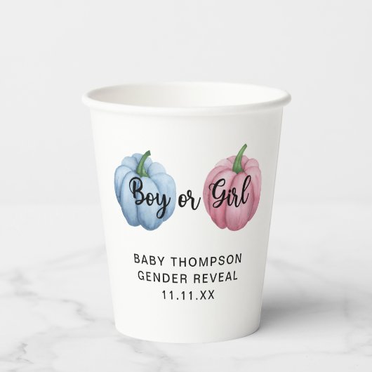 Kürbisgeschlecht Pappbecher (Rückseite)