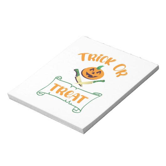 Kürbisgesicht Halloween oder Kreuzknochen probiere Notizblock (Rotiert)