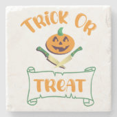 Kürbisgesicht Halloween oder Kreuzknochen probiere Steinuntersetzer (Vorderseite)