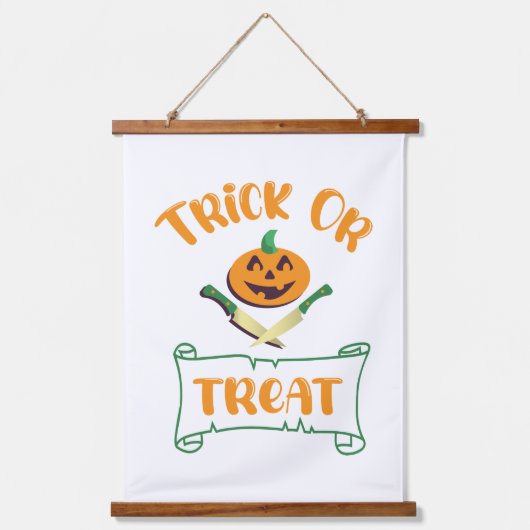 Kürbisgesicht Halloween oder Kreuzknochen probiere Wandteppich Mit Holzrahmen (Vorderseite)