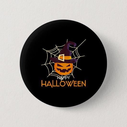 Kürbisgesicht Jack o Laterne Spinnennetz Halloween Button (Vorderseite)