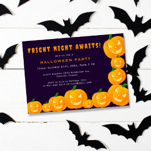 Kürbisgesicht lila & orange Halloween-Party Einladung