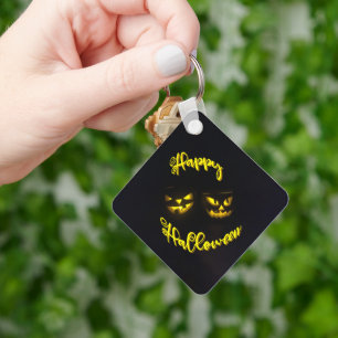 Kürbisgesicht mit grauem Gelbfieber Happy Hallowee Schlüsselanhänger