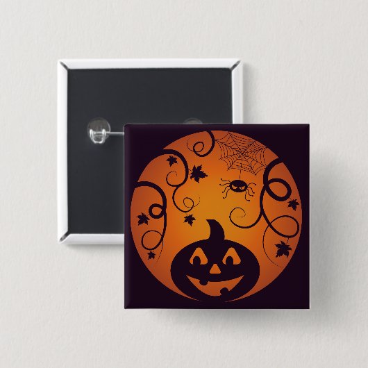 Kürbisgesicht und Spinne der Kürbislaterne Hallowe Button (Vorne & Hinten)