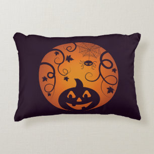 Kürbisgesicht und Spinne der Kürbislaterne Hallowe Dekokissen