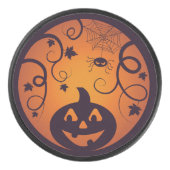 Kürbisgesicht und Spinne der Kürbislaterne Hallowe Eishockey Puck (Vorderseite)