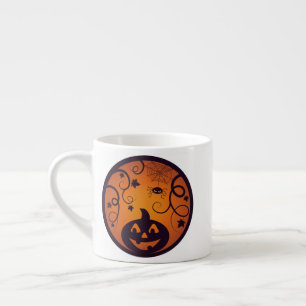 Kürbisgesicht und Spinne der Kürbislaterne Hallowe Espressotasse