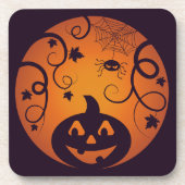 Kürbisgesicht und Spinne der Kürbislaterne Hallowe Getränkeuntersetzer (Vorderseite)