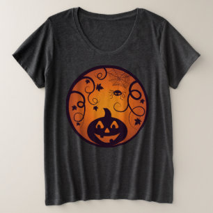 Kürbisgesicht und Spinne der Kürbislaterne Hallowe Große Größe T-Shirt